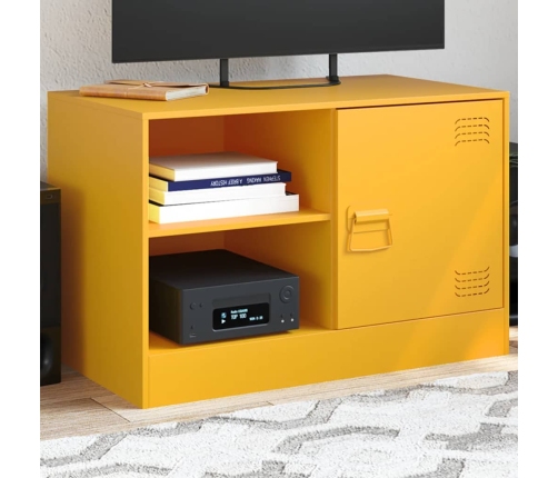 Mueble para TV de acero amarillo mostaza 67x39x44 cm