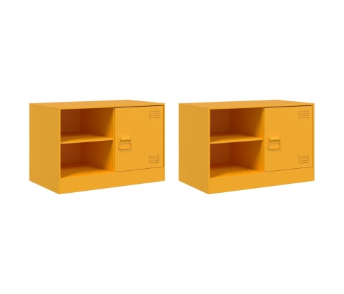 Muebles para TV 2 unidades acero amarillo mostaza 67x39x44 cm