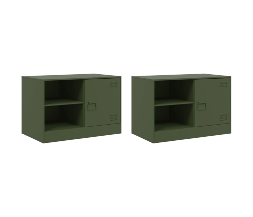 Muebles para TV 2 unidades acero verde oliva 67x39x44 cm