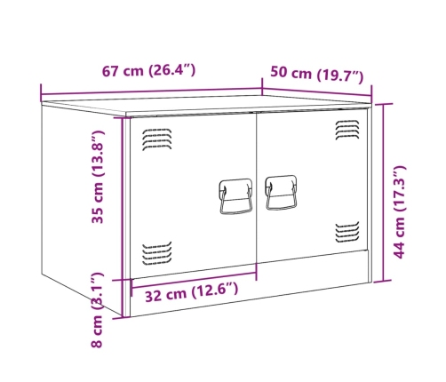 vidaXL Mesa de centro acero negro 67x50x44 cm