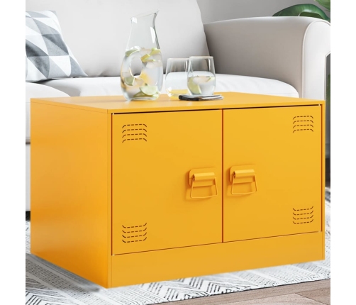 Mesa de centro de acero amarillo mostaza 67x50x44 cm