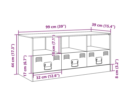 Mueble para TV de acero negro 99x39x44 cm