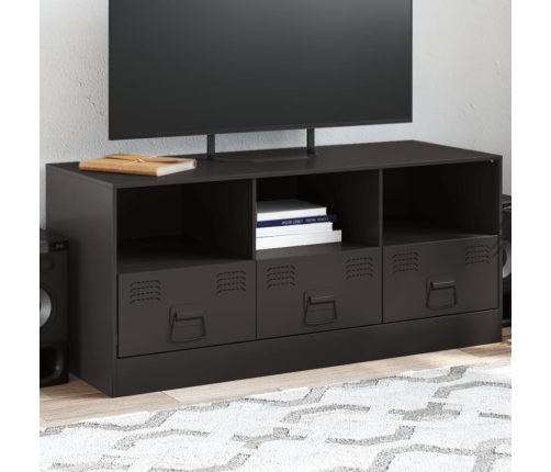 Mueble para TV de acero negro 99x39x44 cm