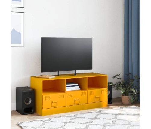 Mueble para TV de acero amarillo mostaza 99x39x44 cm