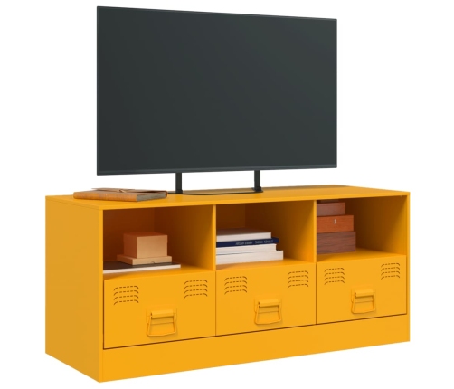 Mueble para TV de acero amarillo mostaza 99x39x44 cm