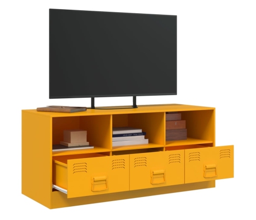 Mueble para TV de acero amarillo mostaza 99x39x44 cm