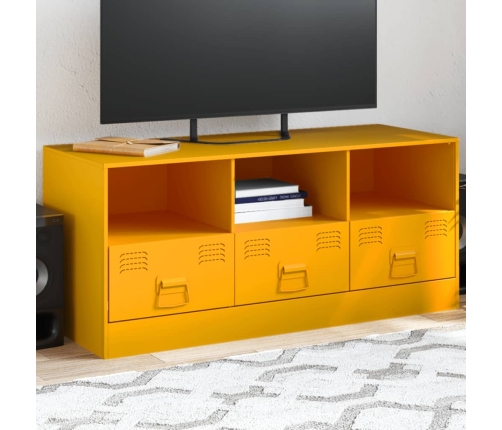 Mueble para TV de acero amarillo mostaza 99x39x44 cm