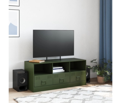 Mueble de TV de acero verde oliva 99x39x44 cm