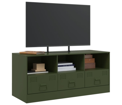 Mueble de TV de acero verde oliva 99x39x44 cm