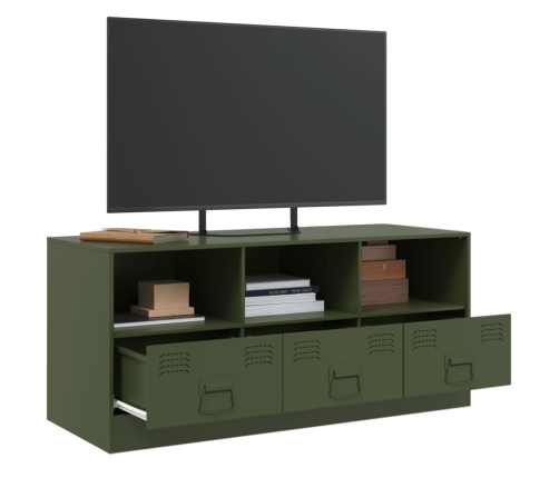 Mueble de TV de acero verde oliva 99x39x44 cm