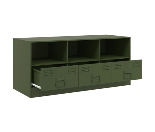 Mueble de TV de acero verde oliva 99x39x44 cm