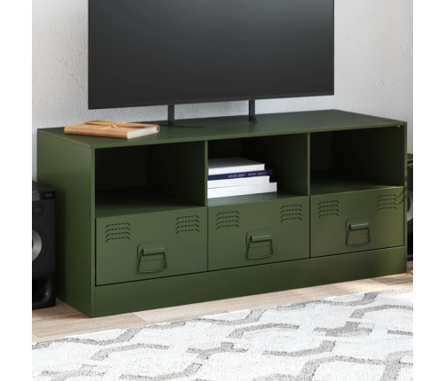 Mueble de TV de acero verde oliva 99x39x44 cm