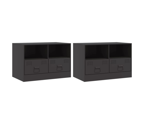 Muebles para TV 2 unidades acero negro 67x39x44 cm