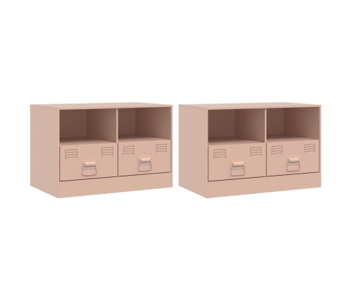 Muebles para TV 2 unidades acero rosa 67x39x44 cm