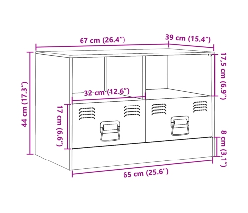 Mueble para TV de acero gris antracita 67x39x44 cm