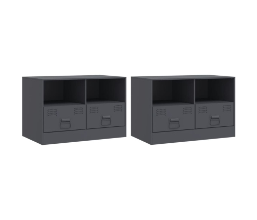 Muebles para TV 2 unidades acero gris antracita 67x39x44 cm