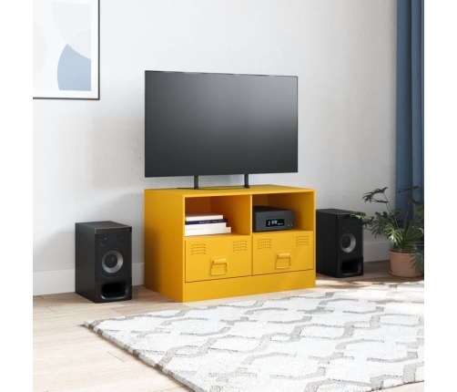 Mueble para TV de acero amarillo mostaza 67x39x44 cm