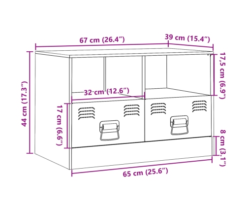 Mueble para TV de acero amarillo mostaza 67x39x44 cm