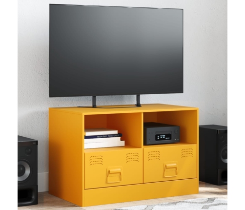 Mueble para TV de acero amarillo mostaza 67x39x44 cm