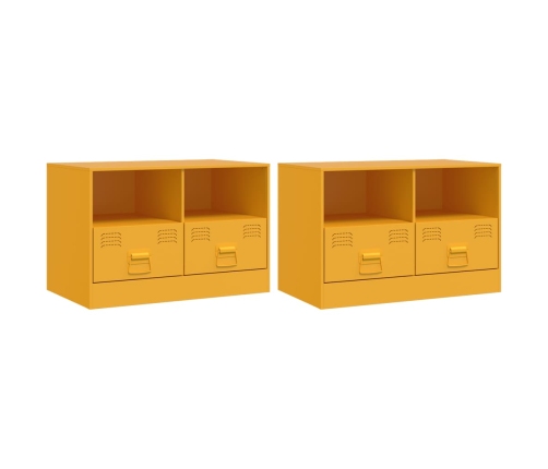 vidaXL Muebles para TV 2 unidades acero amarillo mostaza 67x39x44 cm