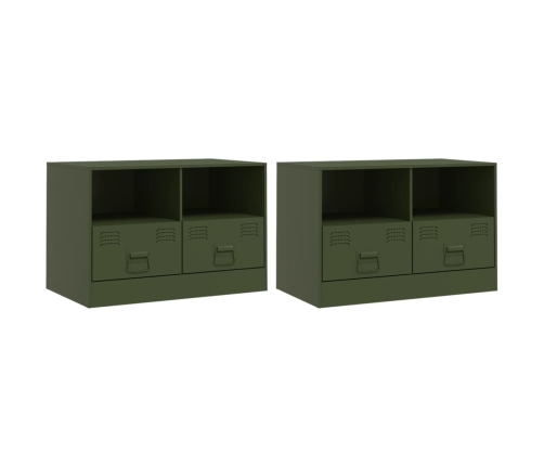 Muebles para TV 2 unidades acero verde oliva 67x39x44 cm