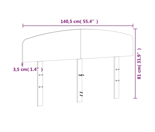 Cabecero de cama madera maciza de pino blanco 135 cm