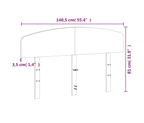 Cabecero de cama madera maciza de pino marrón cera 135 cm