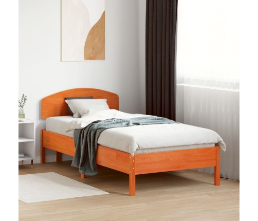 Cabecero de cama madera maciza de pino marrón cera 90 cm