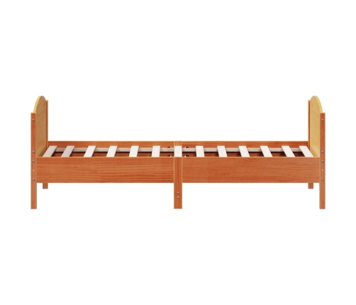 Cama sin colchón madera maciza de pino marrón cera 100x200 cm