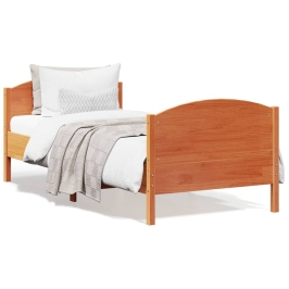 Cama sin colchón madera maciza de pino marrón cera 100x200 cm
