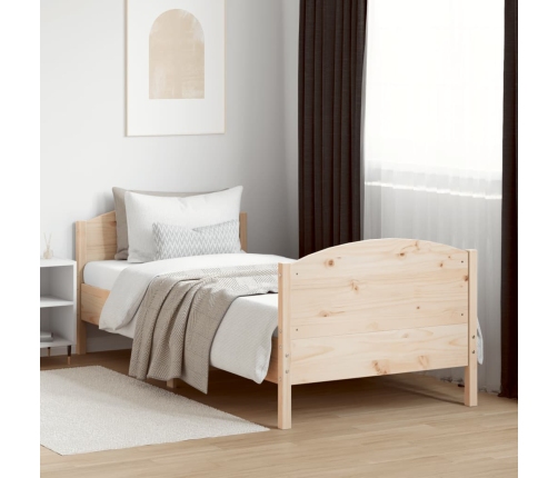 Estructura de cama sin colchón madera maciza de pino 90x190 cm