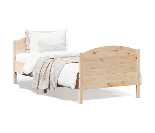 Estructura de cama sin colchón madera maciza de pino 90x190 cm