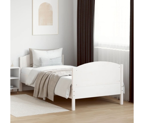 Estructura de cama sin colchón madera maciza blanca 90x190 cm