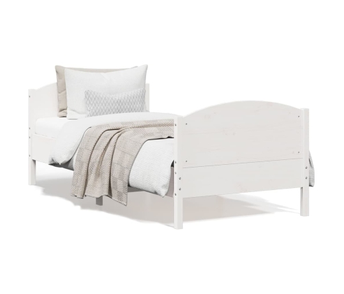 Estructura de cama sin colchón madera maciza blanca 90x190 cm
