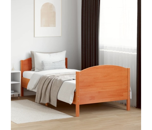 Estructura de cama sin colchón madera maciza marrón 75x190 cm