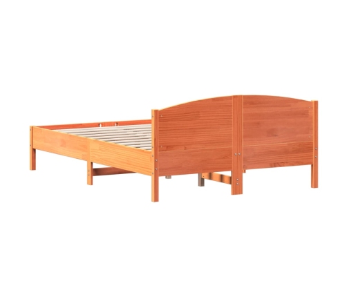 Cama sin colchón madera maciza de pino marrón cera 140x200 cm