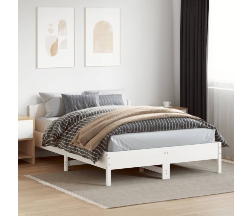 Estructura de cama sin colchón madera de pino blanca 120x200 cm