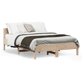 Estructura de cama sin colchón madera maciza de pino 140x190 cm