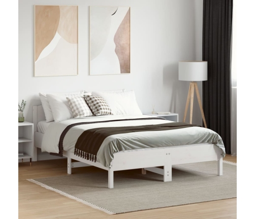 Estructura de cama sin colchón madera de pino blanca 140x190 cm