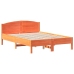 Cama sin colchón madera maciza de pino marrón cera 140x190 cm