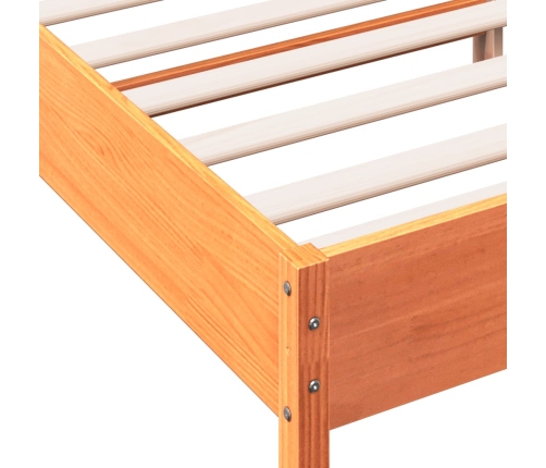 Cama sin colchón madera maciza de pino marrón cera 140x190 cm