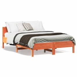 Estructura de cama sin colchón madera maciza marrón 135x190 cm