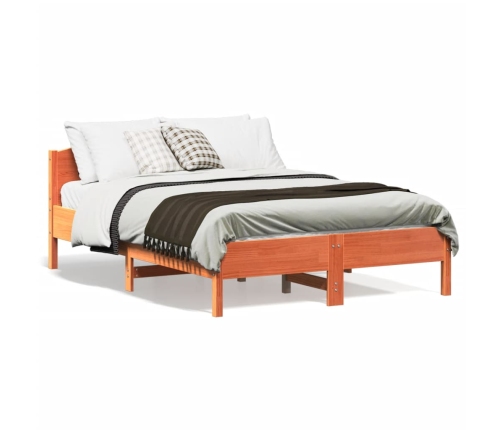 Estructura de cama sin colchón madera maciza marrón 135x190 cm