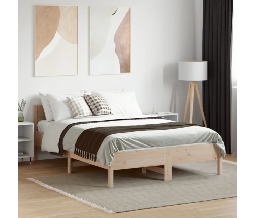 Estructura de cama sin colchón madera maciza de pino 120x190 cm