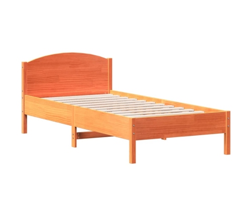 Cama sin colchón madera maciza de pino marrón cera 100x200 cm