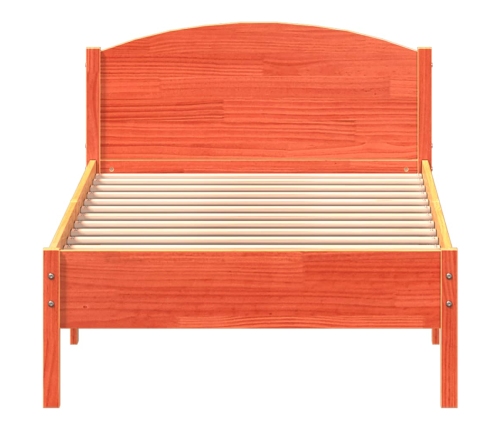 Cama sin colchón madera maciza de pino marrón cera 100x200 cm