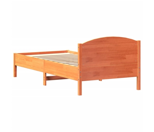 Cama sin colchón madera maciza de pino marrón cera 100x200 cm