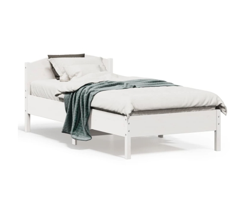 Estructura de cama sin colchón madera maciza blanca 90x190 cm