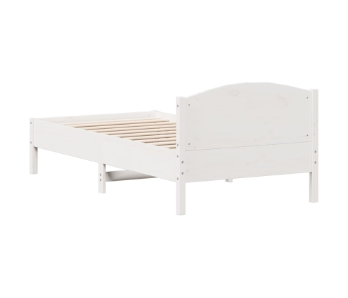 Estructura de cama sin colchón madera maciza blanca 75x190 cm