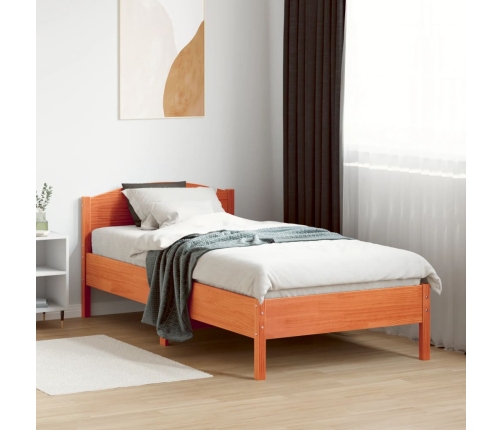 Estructura de cama sin colchón madera maciza marrón 75x190 cm